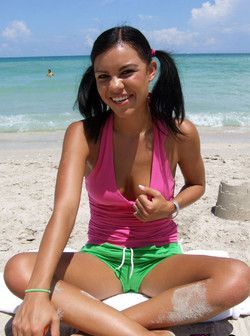 Hot teen Ruby Knox beach small tits